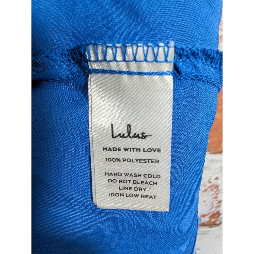 Lulus Maxi Dress Womens XL Blue Cowl Neck Satin Formal Prom Wedding Guest - Picture 3 of 6